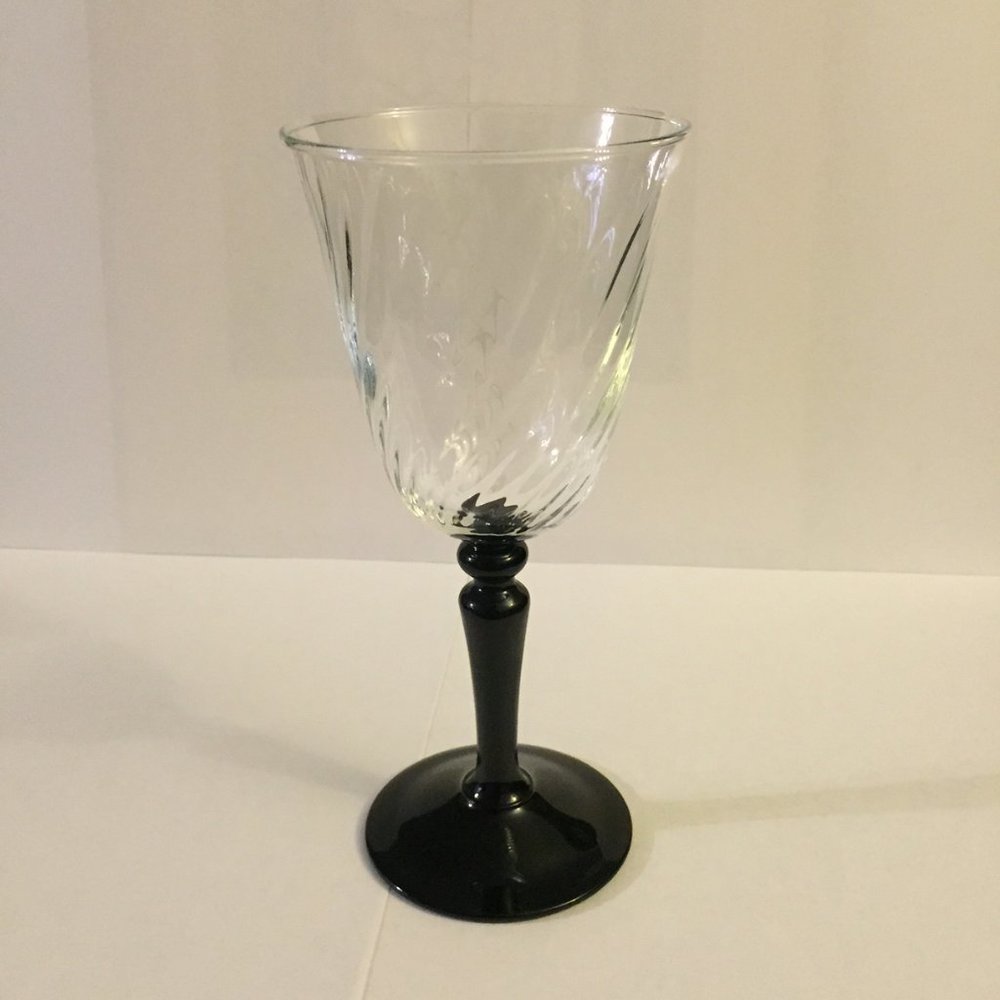 Vintage Luminarc Onyx Black Stem Wine Glasses - Picture 8 of 9